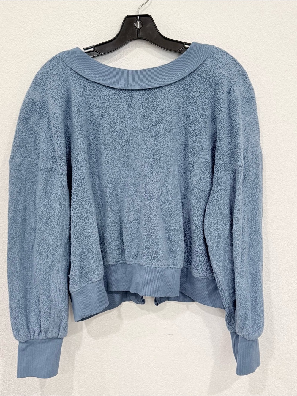 Daily Practice Anthropologie Long-Sleeve Pullover Cross Back Blue Top Medium - Picture 5 of 6